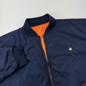 Beverly Hills Polo Club Reversible Bomber Jacket XL Navy Blue Orange Quilted